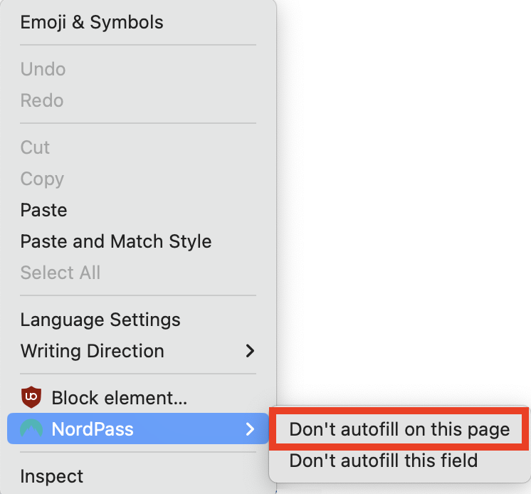 How to disable autofill for specific websites and fields NordPass