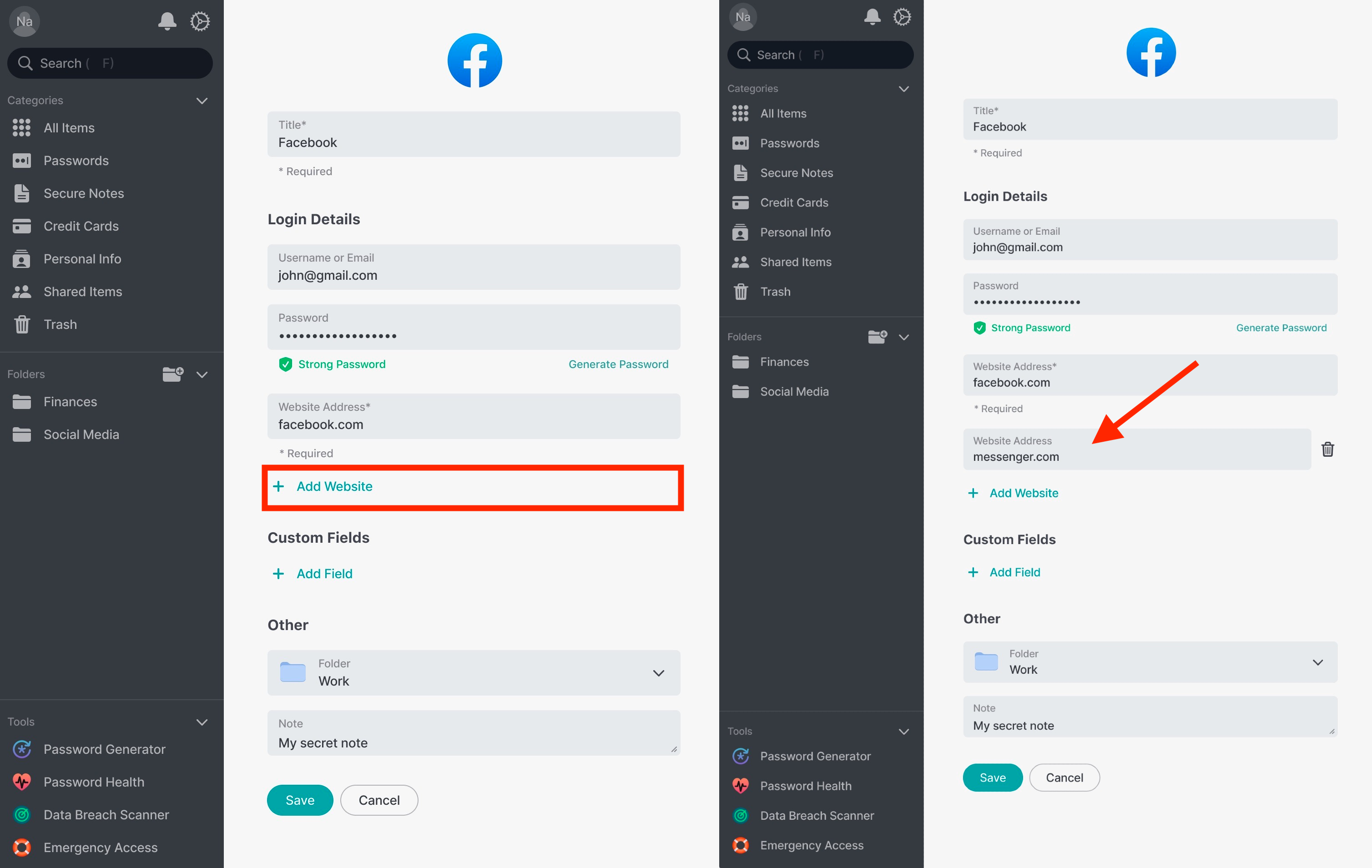 Add multiple URLs to password items – NordPass