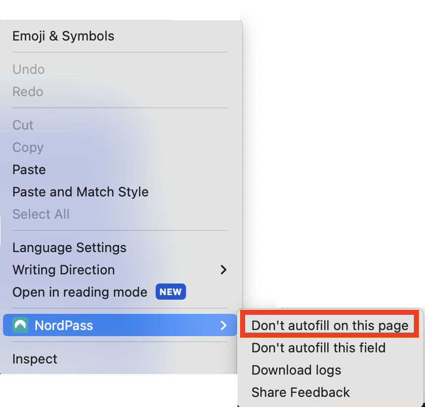 How to disable autofill for specific websites and fields NordPass