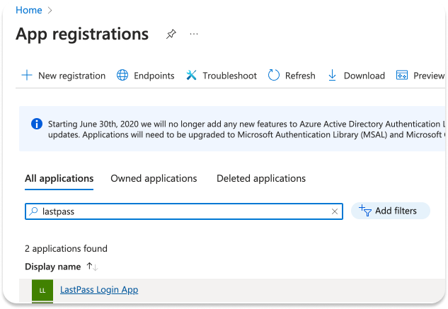 2. Find and open LastPass login app. Name may vary 1.png