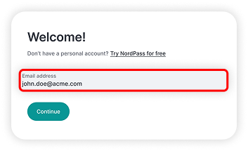 Log in to panel.nordpass.com by entering your email address (1).png