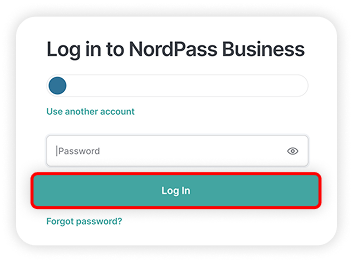 Click _log in_ after entering your password in the NordPass business login (1).png
