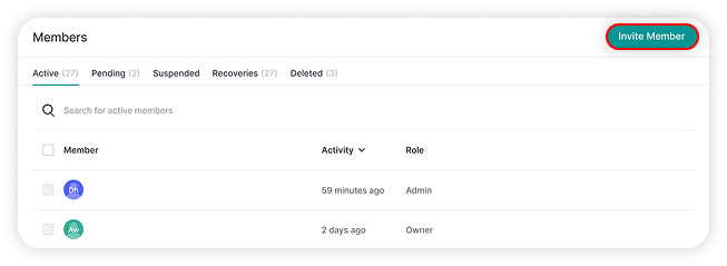 Click invite member in nordpass admin panel members tab.png