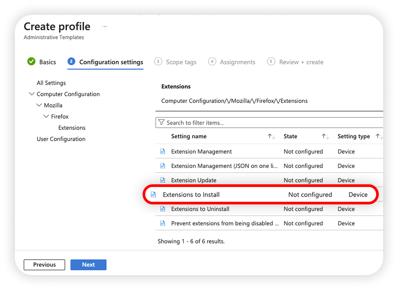 View of MI configuration settings section, extensions to install is highlighted.png