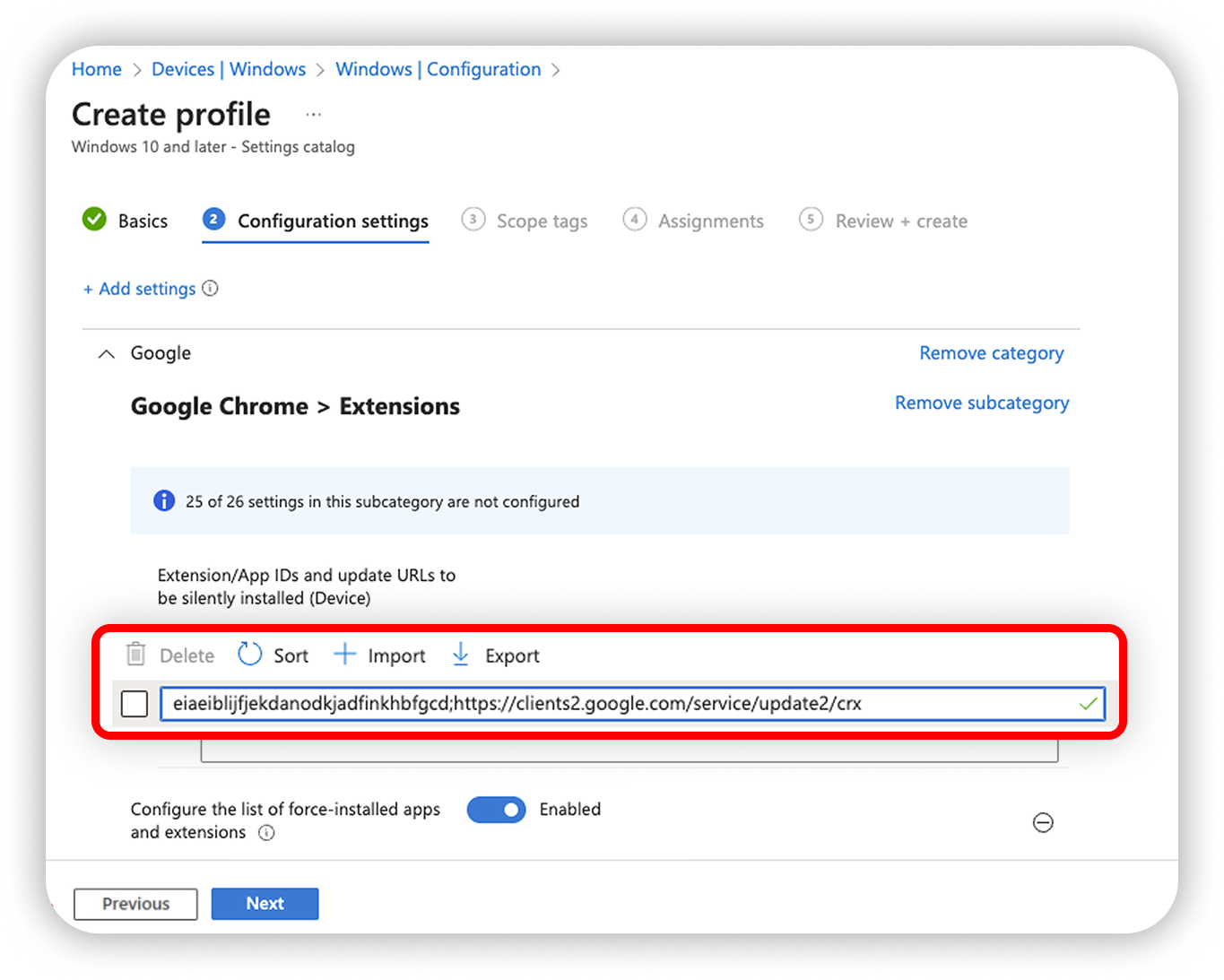 View of MI config settings section, text box highlighted.png