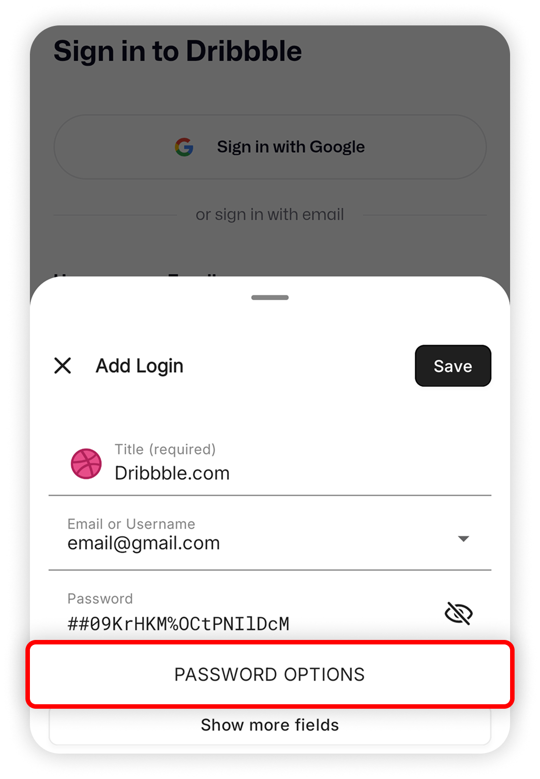 View of log-in form, password options button is highlighted.png