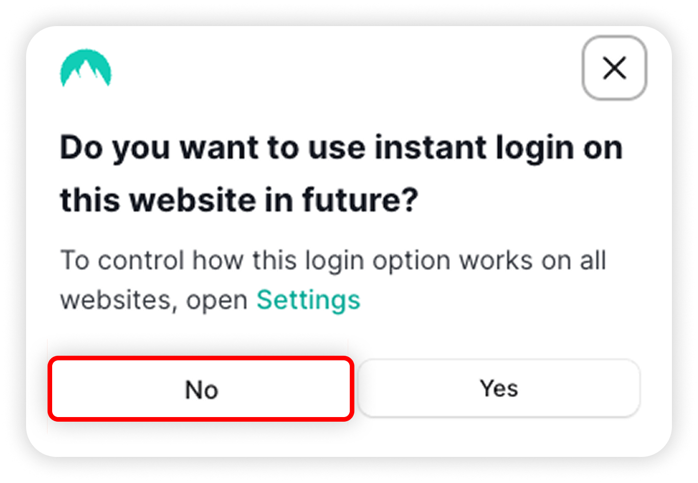 View of NordPass instant login popup, no is highlighted.png