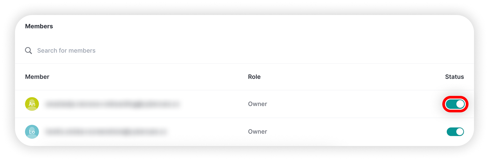 View of NordPass admin panel policies section, member toogle is highlighted.png