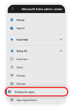 View of Microsoft Entra admin center panel, enterpirise apps button is highlighted.png