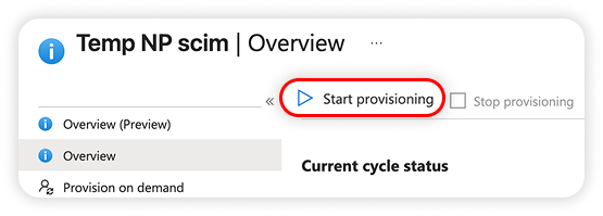 View of Microsoft Entra app overview, start provisioning button is highlighted.png