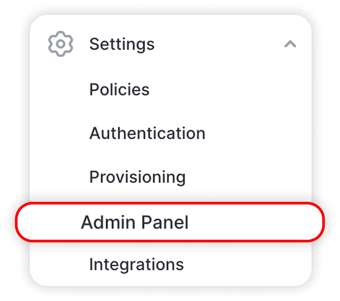 View of NordPass admin panel, admin panel button is highlighted.png