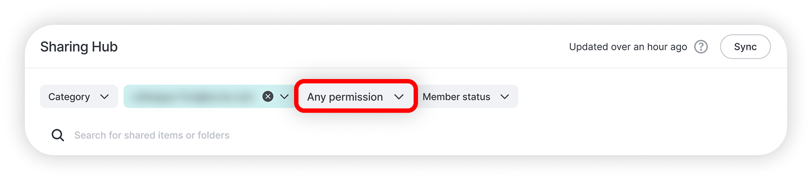 View of NordPass admin panel sharing hub section, any permission button is highlighted.png