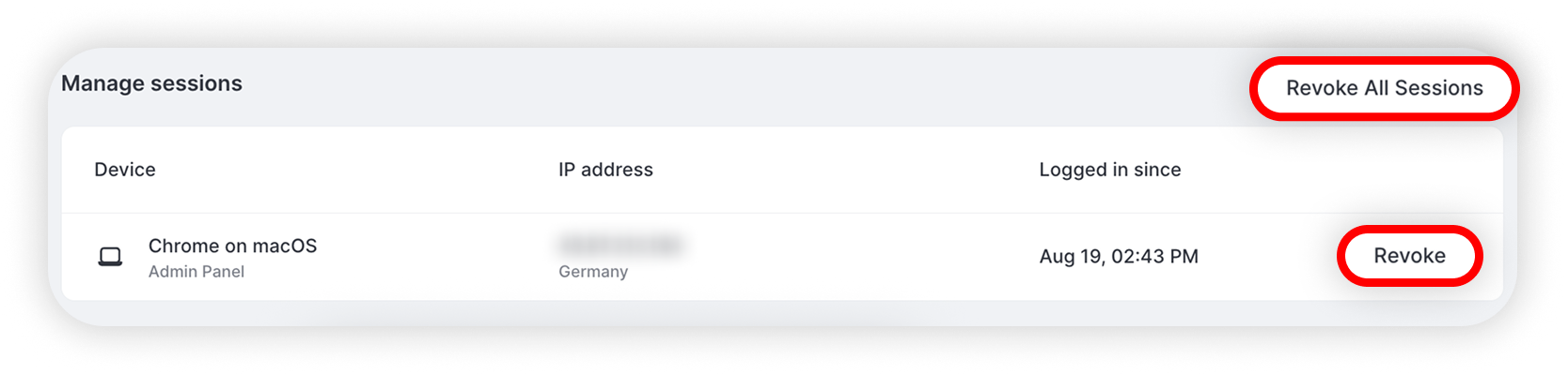 View of NordPass business admin panel, revoke sessions buttons are highlighted.png